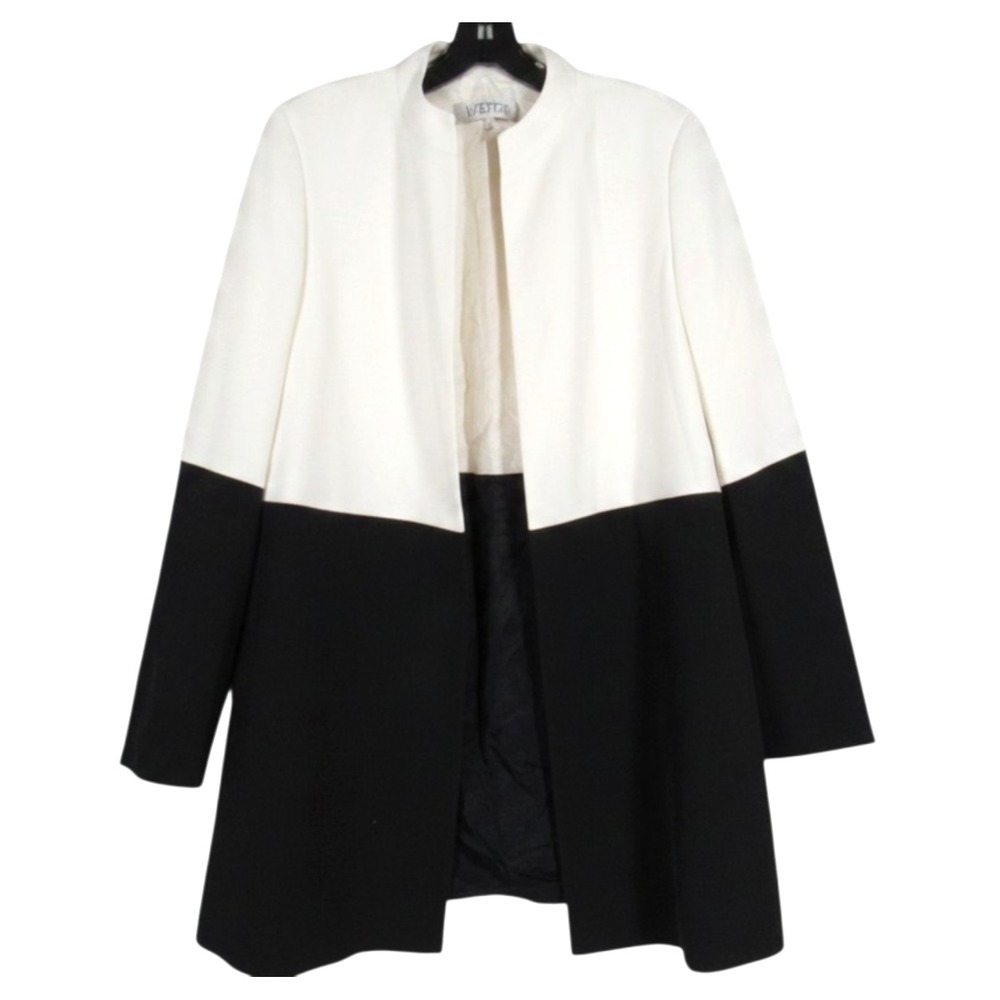 VTG KASPER Lined GABARDINE Open Front COLORBLOCK Mid-Length BLAZER/JACKET Sz 8